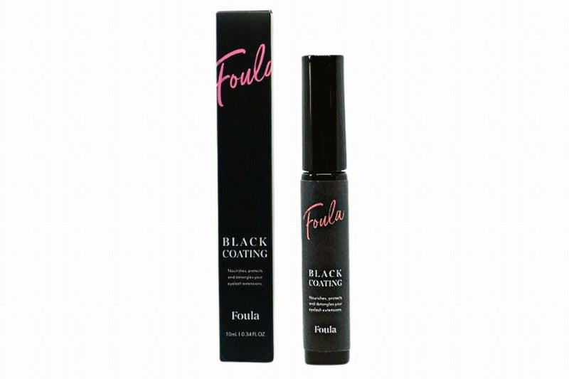 Foula ブラックコーティングマスカラ美容液の黒い容器と箱