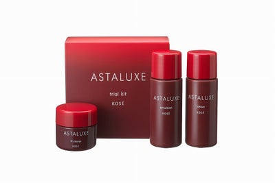 アスタリュクス トライアルキットのWクレンズ・ローション・エマルジョンと外箱