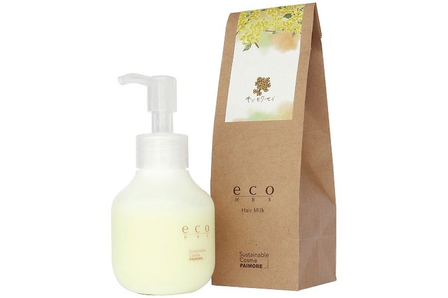 eco HBS ヘアミルク キンモクセイ 80gのポンプボトルと紙製外装