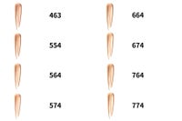 アンリミテッド ケア ツヤ セラム ファンデーション 8色（463・554・564・574・664・674・764・774）のスウォッチ