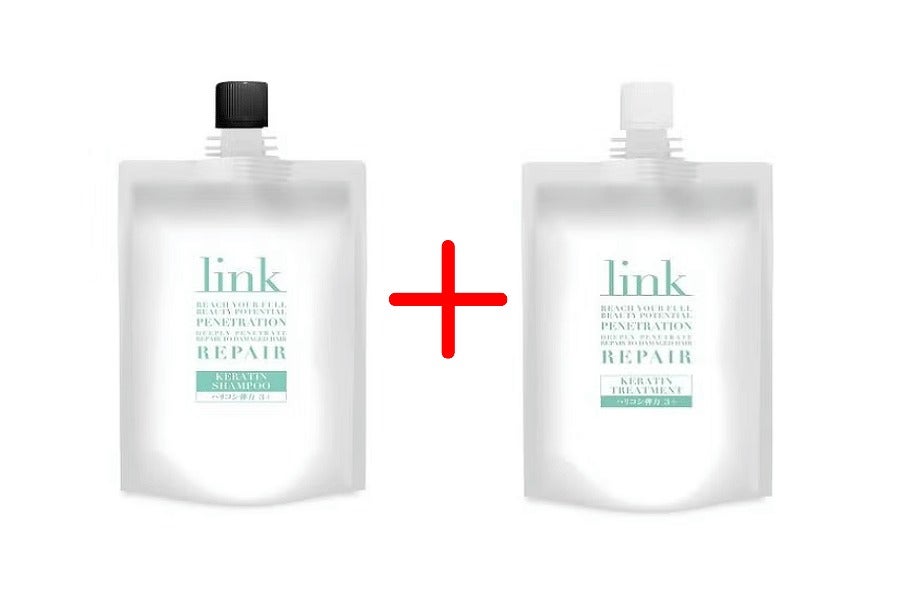 link ケラチンシャンプー200ml（黒キャップ）とケラチントリートメント200g（白キャップ）のPPTセット