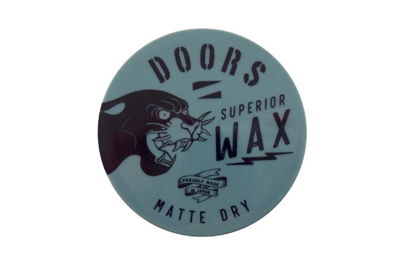 DOORS ワックス マットドライの容器上面（青緑色・黒いパンサーのイラスト）
