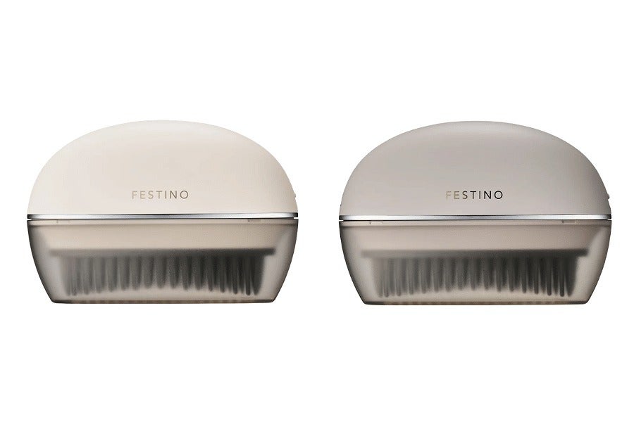 FESTINO 充電式 スナップヒーターブラシ ホワイトとサンドベージュのキャップ装着時
