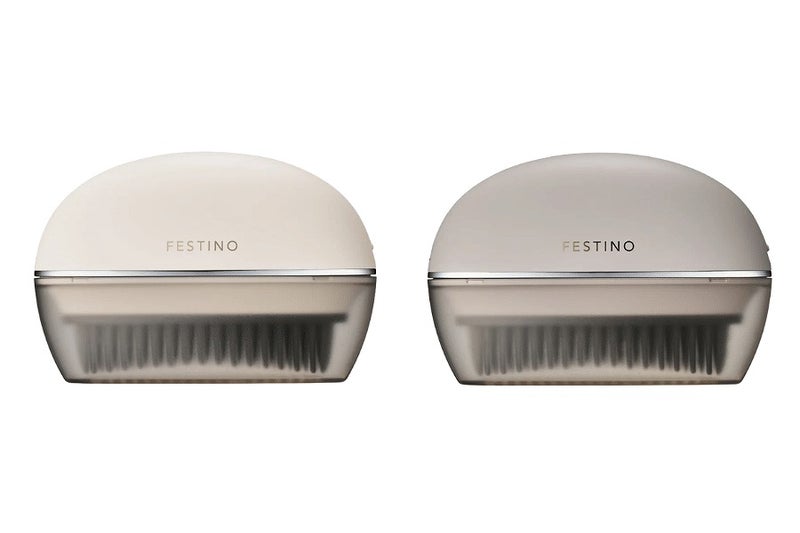 FESTINO 充電式 スナップヒーターブラシ ホワイトとサンドベージュのキャップ装着時