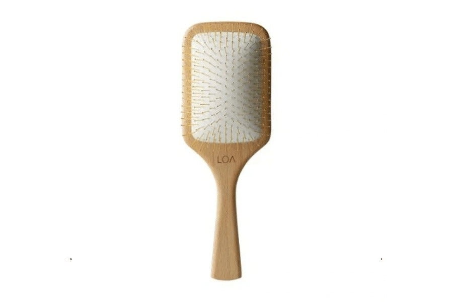 LOA THE 24K PADDLE BRUSH 木製ハンドルとゴールドピンの本体正面