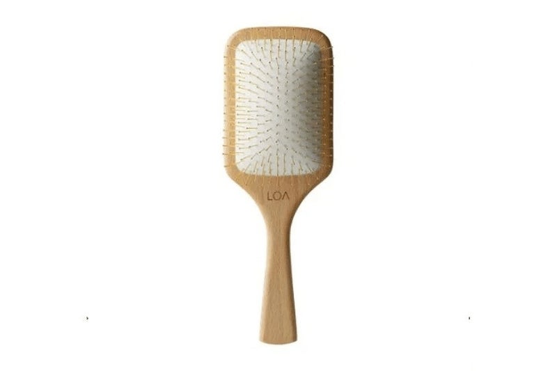 LOA THE 24K PADDLE BRUSH 木製ハンドルとゴールドピンの本体正面